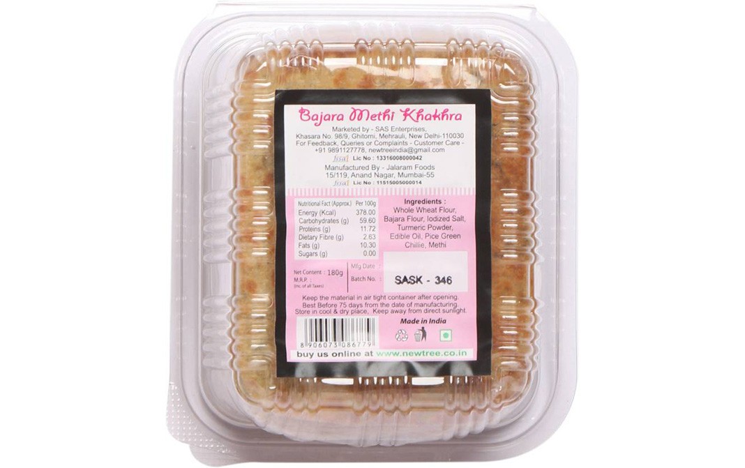 New Tree Bajara Methi Khakhra    Box  180 grams